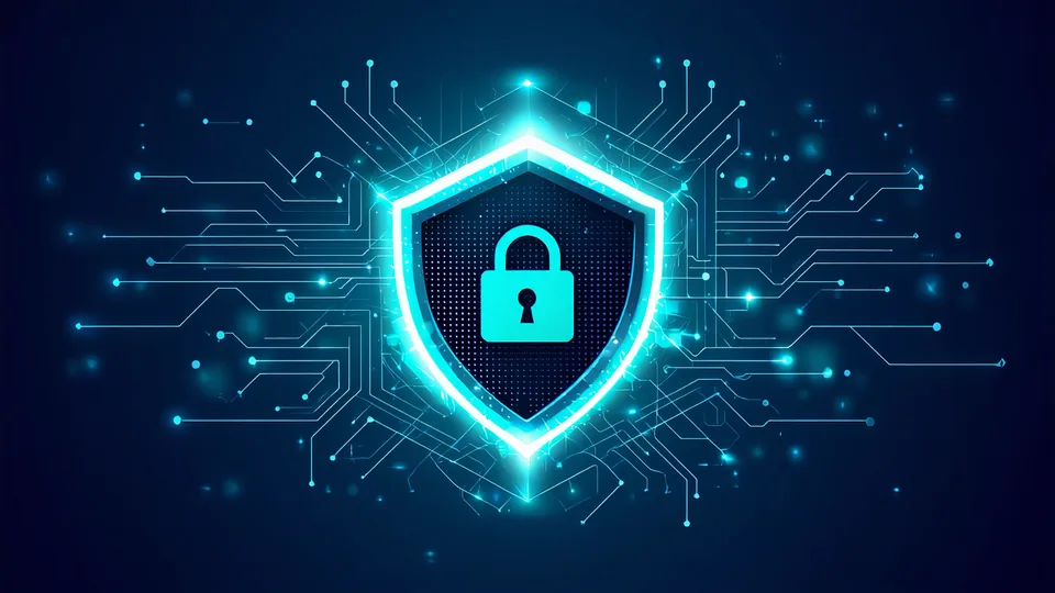 Abstract representation of enterprise data security architecture with encrypted connections